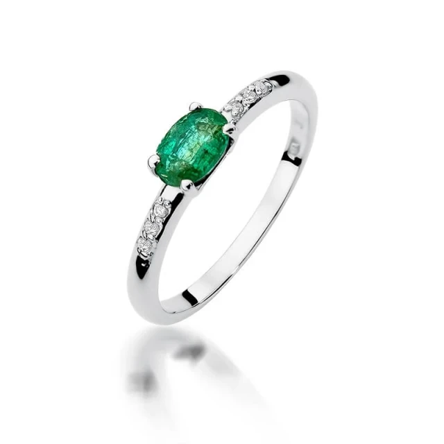 Gold Diamant Ring WeißGold EW-77 Emerald