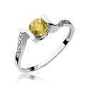 Złoty pierścionek z diamentem Białe złoto EW-120 cytryn