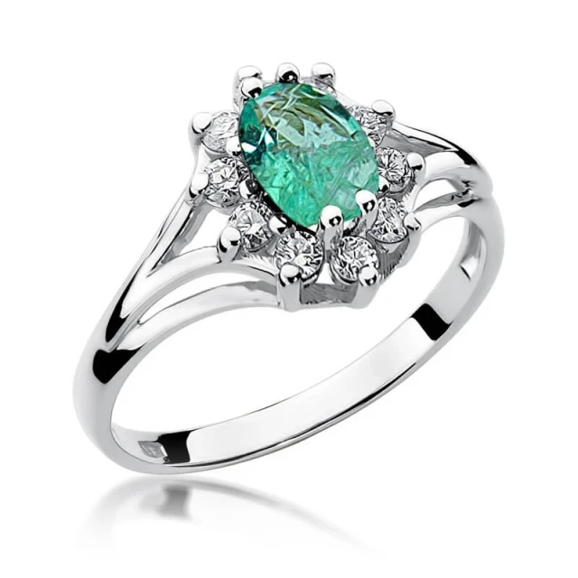 Gold Diamant Ring WeißGold EW-37 Emerald