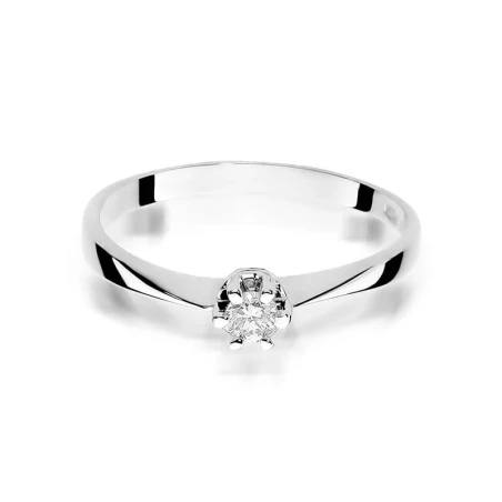 Złoty pierścionek zaręczynowy z diamentem białe złoto 0,10ct