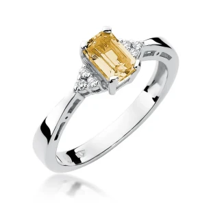 Złoty pierścionek z cytrynem białe złoto 0,60ct