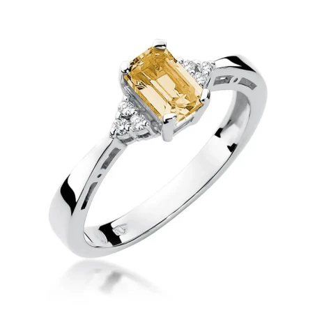 Złoty pierścionek z cytrynem białe złoto 0,60ct