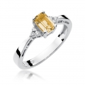 Złoty pierścionek z diamentem Białe złoto EW-2 cytryn