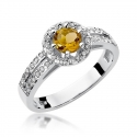 Złoty pierścionek z diamentem Białe złoto EW-87 cytryn