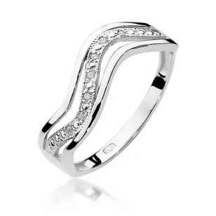 Złoty pierścionek z diamentem Białe złoto EW-116 0,06ct