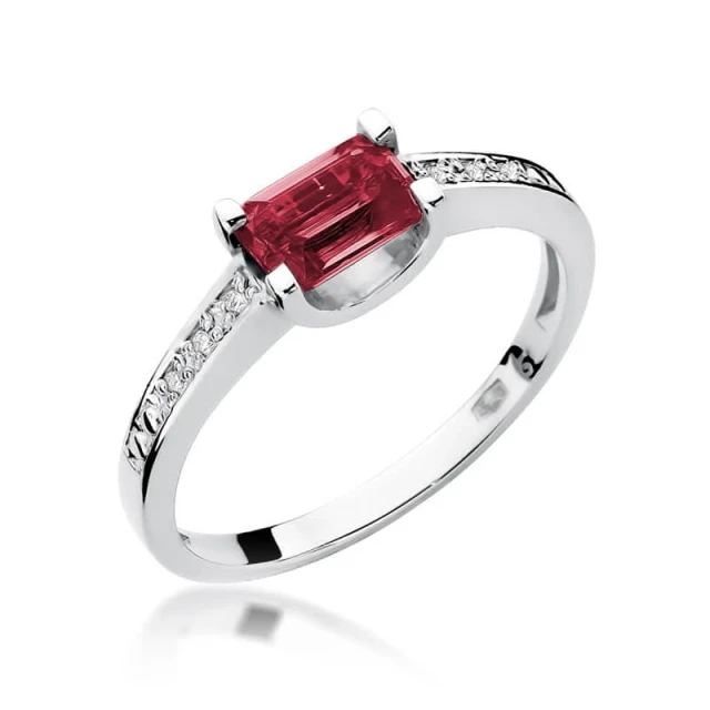 Gold Diamant Ring Weiß Gold EW-105 Rubin