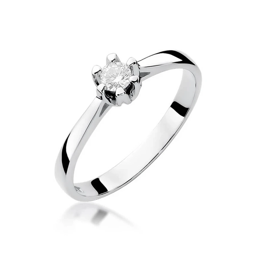 Złoty pierścionek z diamentem Białe złoto EW-299 0,12ct