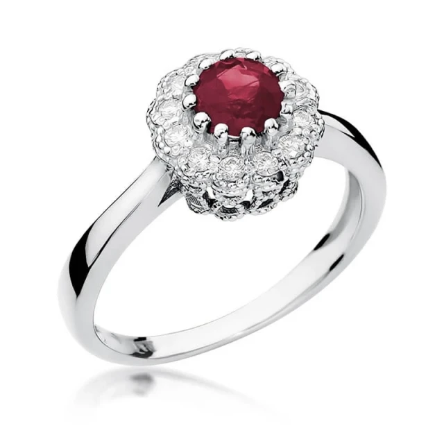 Gold Diamant Ring WeißGold EW-284 Rubin
