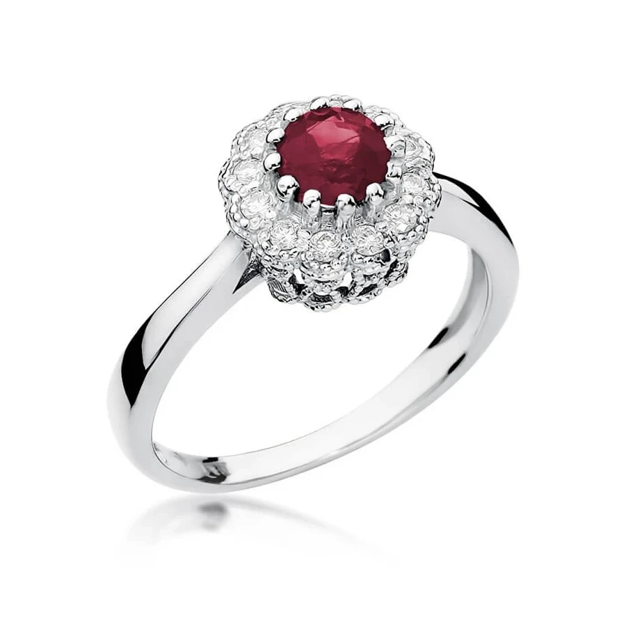 Rubin pierścionek białe złoto 0,60ct