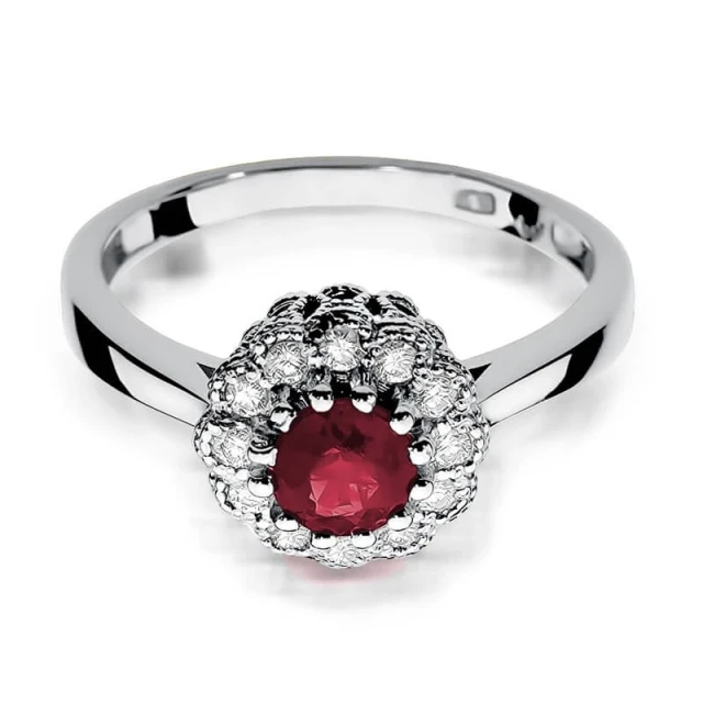 Gold Diamant Ring WeißGold EW-284 Rubin