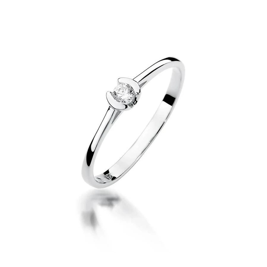 Diament pierścionek białe złoto 0,09ct