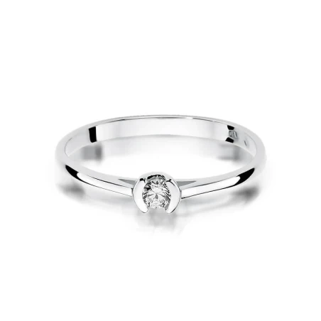 Diament pierścionek białe złoto 0,09ct