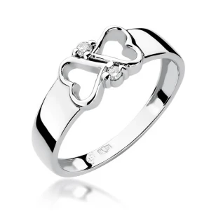 Złoty pierścionek z diamentem Białe złoto EW-286 0,04ct