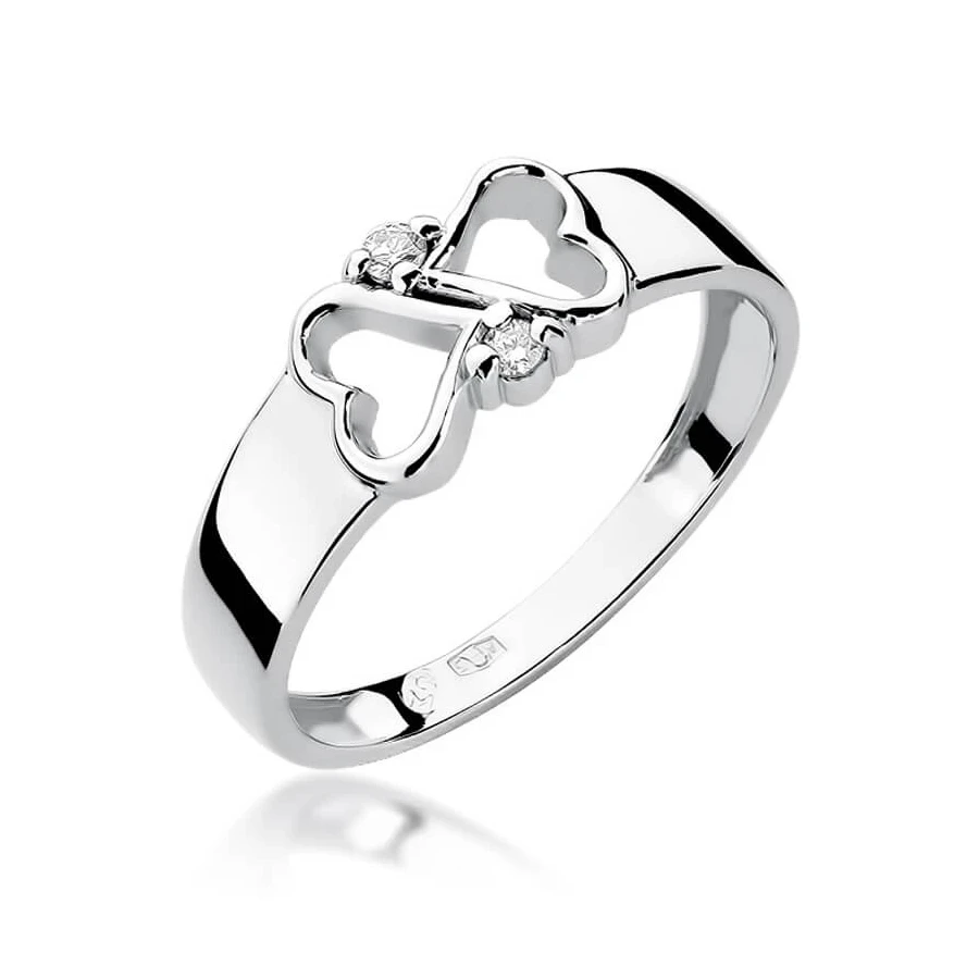Złoty pierścionek z diamentem Białe złoto EW-286 0,04ct