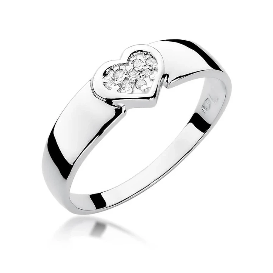 Złoty pierścionek z diamentem Białe złoto EW-314 0,04ct