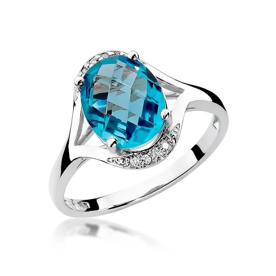 Topaz pierścionek z białego złota 3,00ct