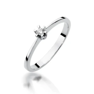 Złoty pierścionek z diamentem Białe złoto EW-111 0,04ct