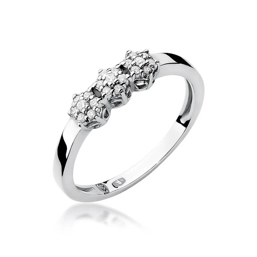 Złoty pierścionek z diamentem białe złoto 0,12ct