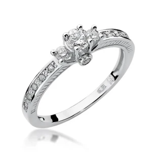 Złoty pierścionek z diamentem Białe złoto EW-199 0,42ct