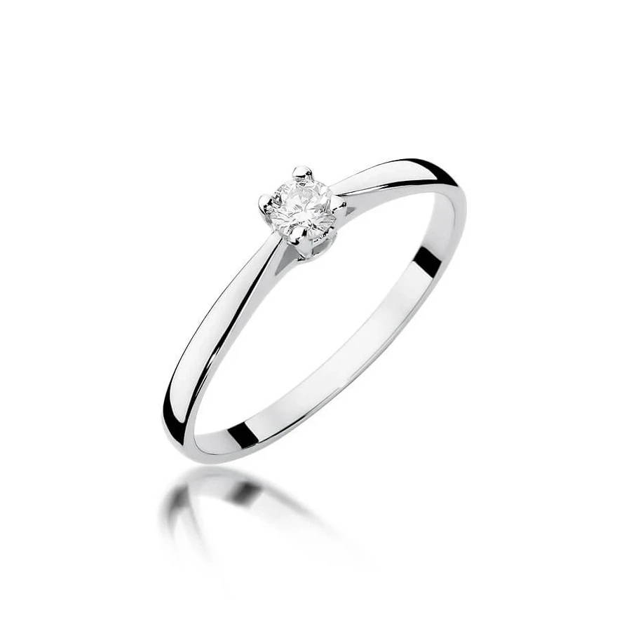 Złoty pierścionek z diamentem Białe złoto EW-335 0,15ct