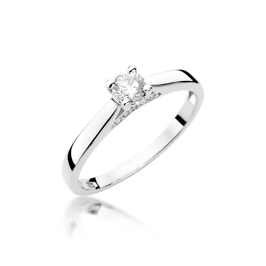 Złoty pierścionek z diamentem Białe złoto EW-341 0,30ct