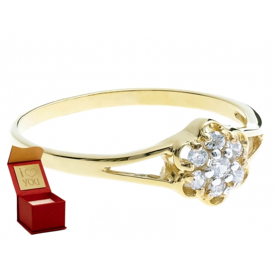 Zaręczynowy pierścionek kwiatek złoto 333