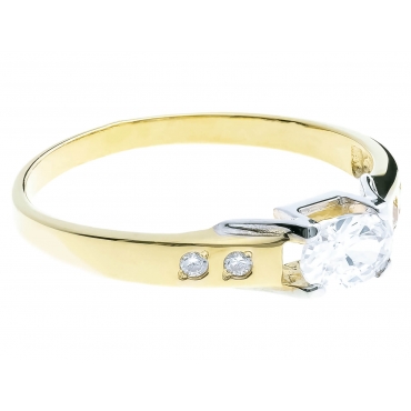 Złoty pierścionek zaręczynowy 333 klasyczny wzór białe cyrkonie