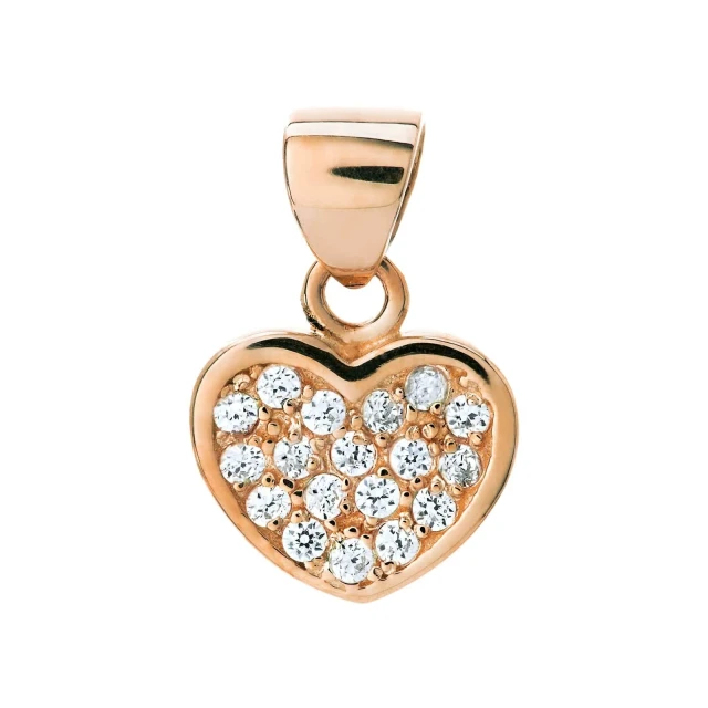 Goldanhänger mit Strass Anhänger HEART Roségold Muster 585