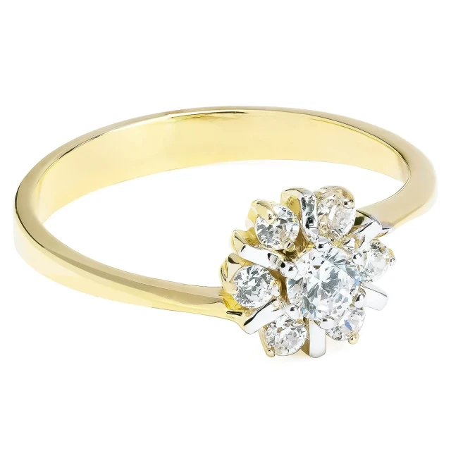 Goldener Ring mit Strasssteinen Frühlingsblume