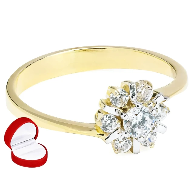 Goldener Ring mit Strasssteinen Frühlingsblume