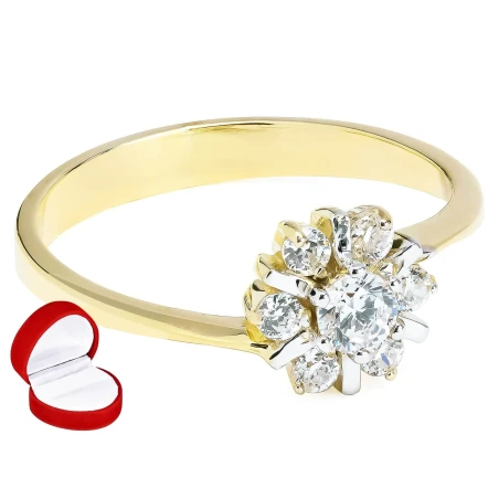 Złoty pierścionek z cyrkoniami wiosenny Kwiatek