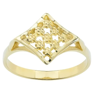 Złoty pierścionek ażurowy - nacinany wzór