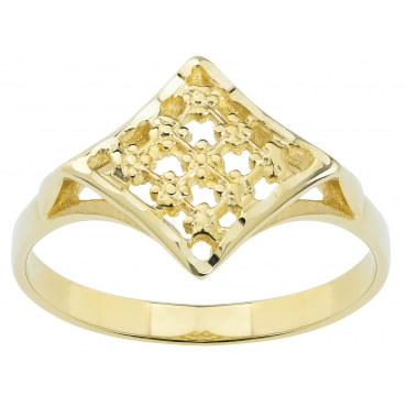 Złoty pierścionek ażurowy - nacinany wzór