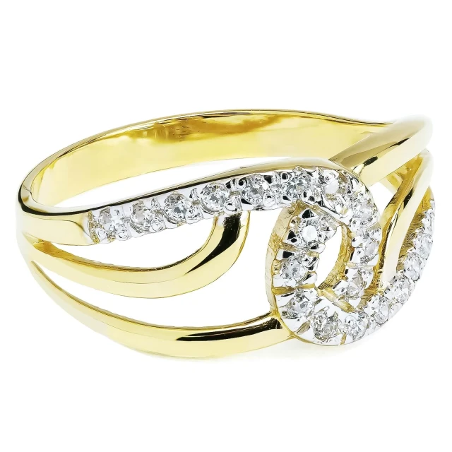 Goldener Ring mit Verflechtung Zirkonia
