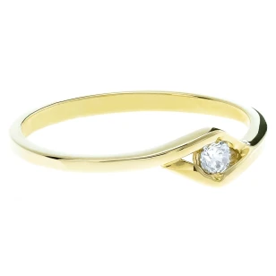 Subtelny i Piękny Złoty pierścionek Cyrkonia