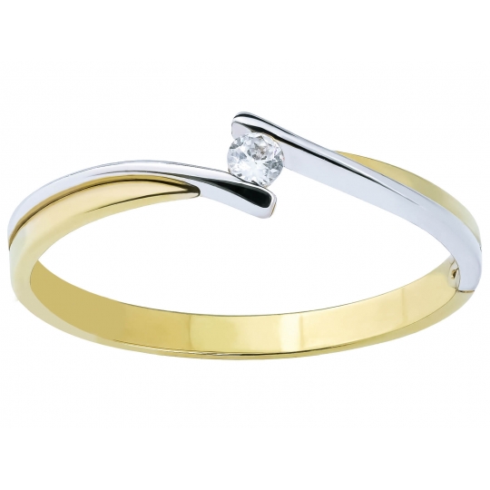 Elegancki złoty pierścionek Cyrkonia łączone złota