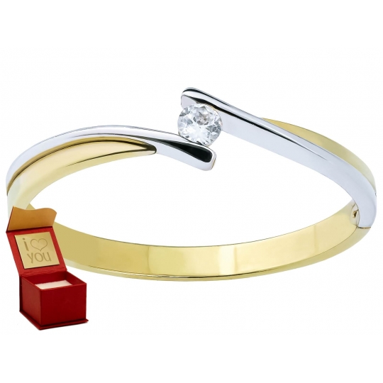 Elegancki złoty pierścionek Cyrkonia łączone złota