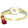 Złoty pierścionek z cyrkoniami przeplatany wzór