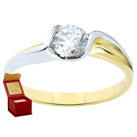 Piękny Złoty pierścionek z dużą Cyrkonią