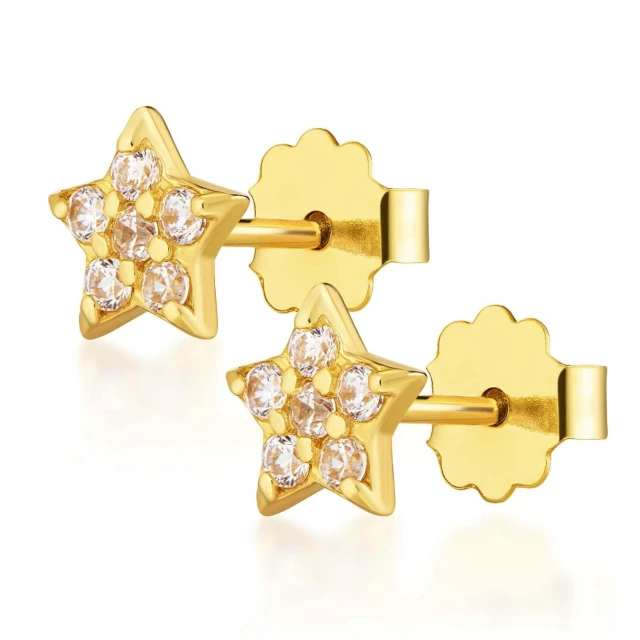 Goldene Ohrringe Stern Sparkle Probe 585