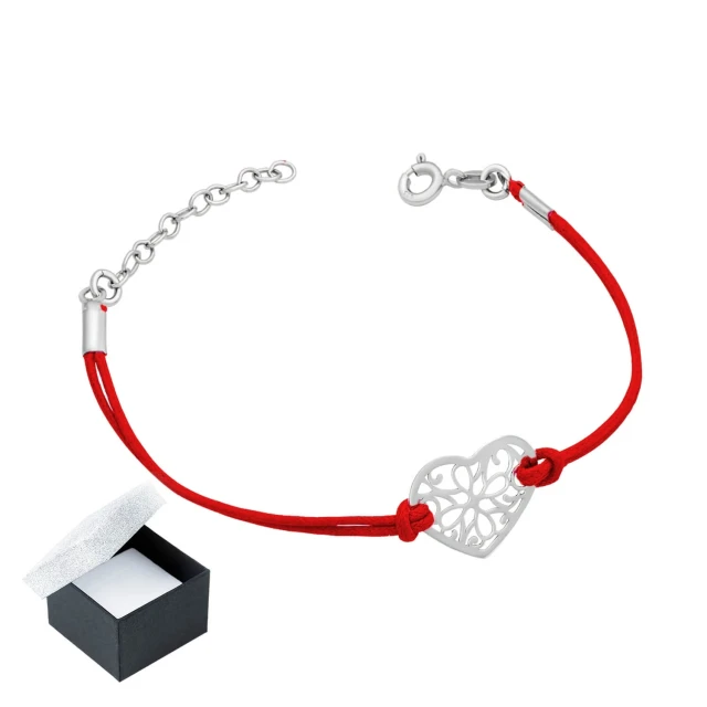 Armband offene Herz rote Schnur