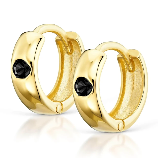 GOLD OHRRINGE CIRCLES schwarz Zirkonia