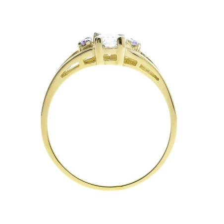 Złoty pierścionek z dużym kamieniem 333 fioletowe cyrkonie