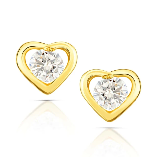 Goldene Ohrringe Kristall im Herzen 585
