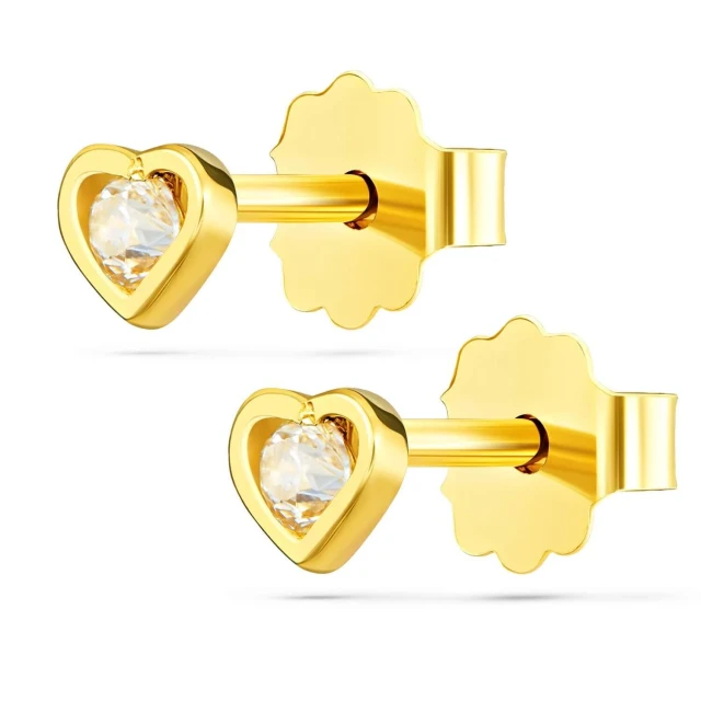 Goldene Ohrringe Kristall im Herzen 585