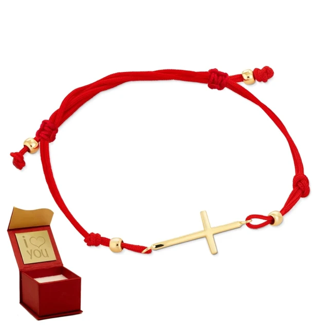 Goldenes Saitenarmband für die Hand mit Kreuz