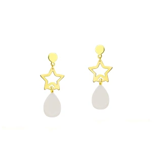 Złote kolczyki Perła Wiszące Niebo