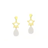 Złote kolczyki Perła Wiszące Niebo