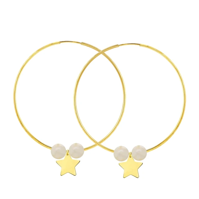 Gold Rad Ohrringe Eclat La Pearls Durchmesser 5 cm