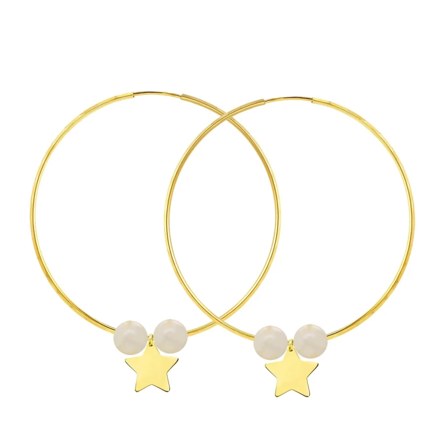 Złote Kolczyki koła Eclat La Pearls średnica 5 cm